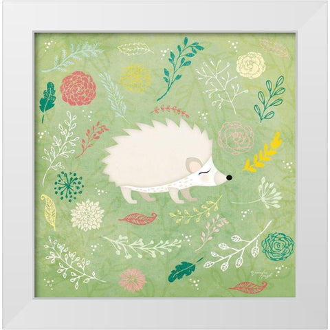 Woodland Hedgehog White Modern Wood Framed Art Print by Pugh, Jennifer