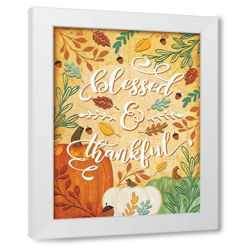 Blessed and Thankful White Modern Wood Framed Art Print by Pugh, Jennifer