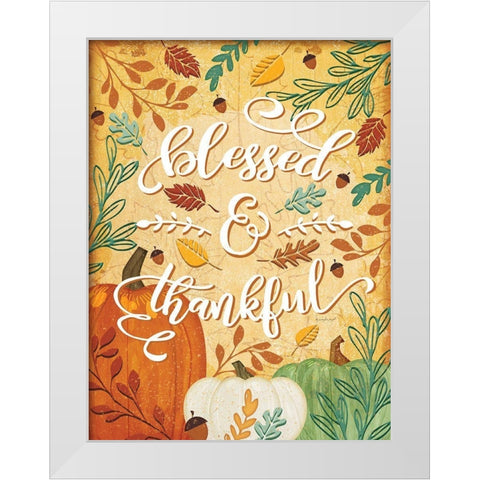 Blessed and Thankful White Modern Wood Framed Art Print by Pugh, Jennifer