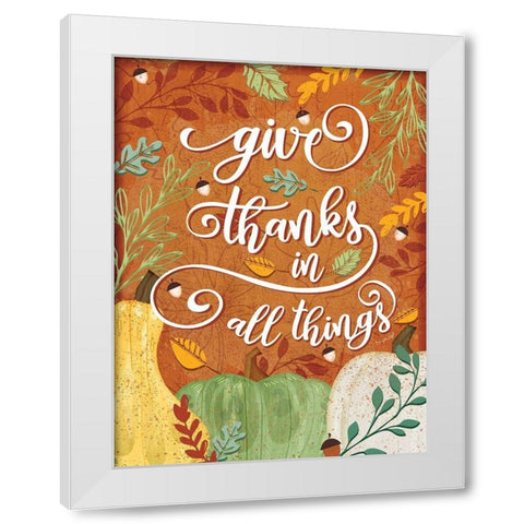 Give Thanks White Modern Wood Framed Art Print by Pugh, Jennifer