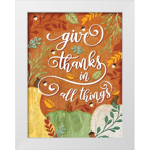 Give Thanks White Modern Wood Framed Art Print by Pugh, Jennifer