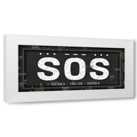 SOS White Modern Wood Framed Art Print by Pugh, Jennifer