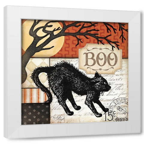 Boo White Modern Wood Framed Art Print by Pugh, Jennifer