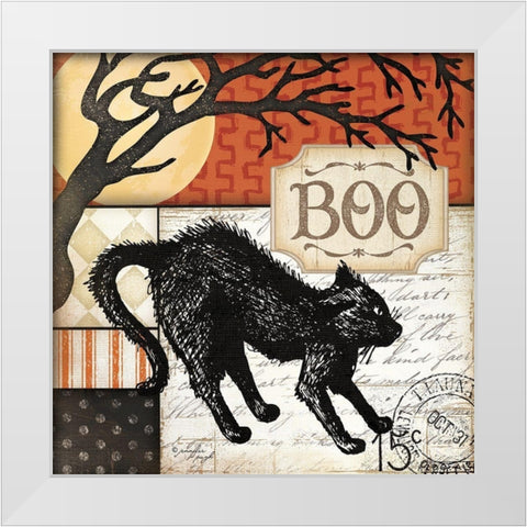 Boo White Modern Wood Framed Art Print by Pugh, Jennifer