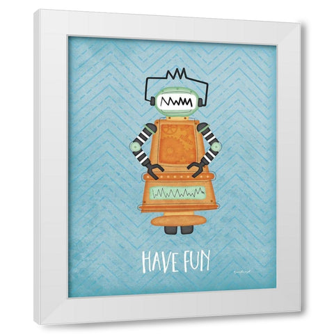 Fun Bot White Modern Wood Framed Art Print by Pugh, Jennifer