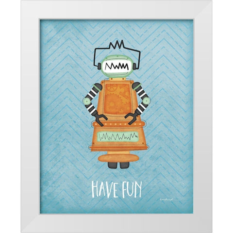 Fun Bot White Modern Wood Framed Art Print by Pugh, Jennifer