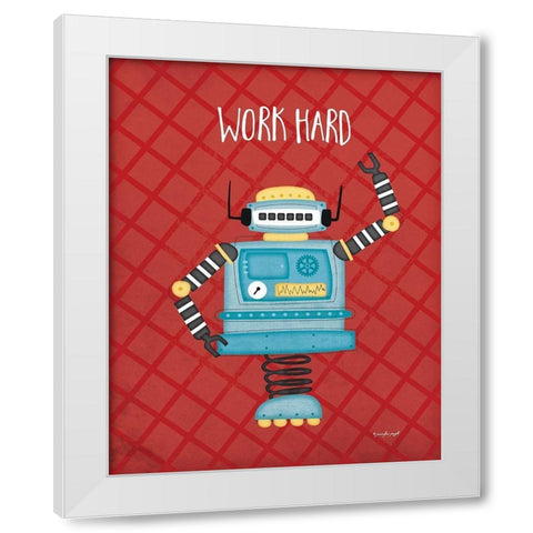 Work Bot White Modern Wood Framed Art Print by Pugh, Jennifer