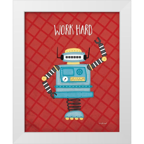 Work Bot White Modern Wood Framed Art Print by Pugh, Jennifer