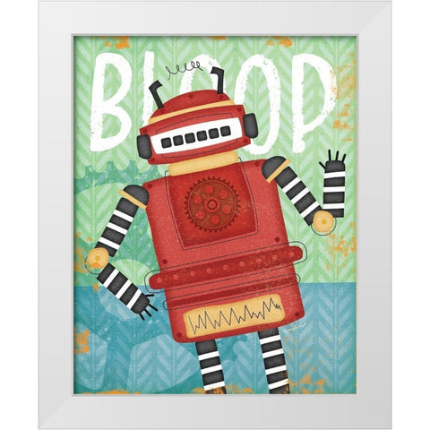 Bloop Bot White Modern Wood Framed Art Print by Pugh, Jennifer