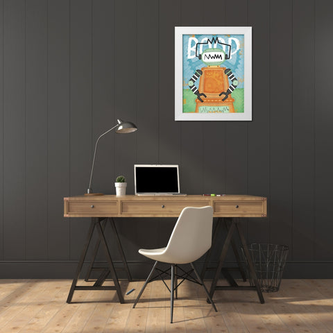 Boop Bot White Modern Wood Framed Art Print by Pugh, Jennifer