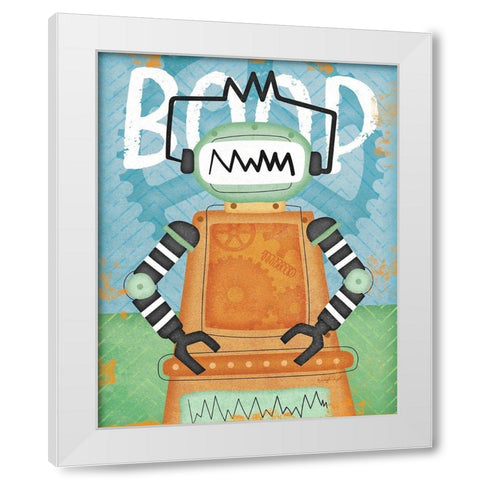 Boop Bot White Modern Wood Framed Art Print by Pugh, Jennifer