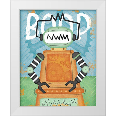 Boop Bot White Modern Wood Framed Art Print by Pugh, Jennifer