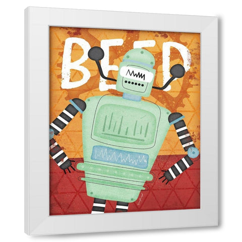 Beep Bot White Modern Wood Framed Art Print by Pugh, Jennifer