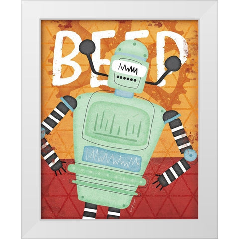 Beep Bot White Modern Wood Framed Art Print by Pugh, Jennifer