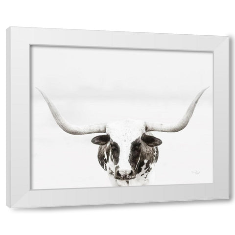 Longhorn White Modern Wood Framed Art Print by Pugh, Jennifer