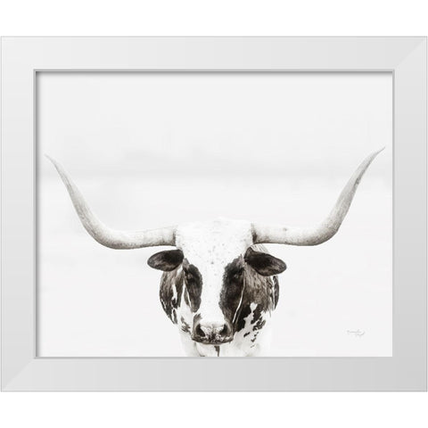 Longhorn White Modern Wood Framed Art Print by Pugh, Jennifer