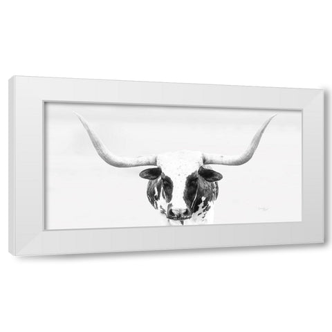 Longhorn White Modern Wood Framed Art Print by Pugh, Jennifer