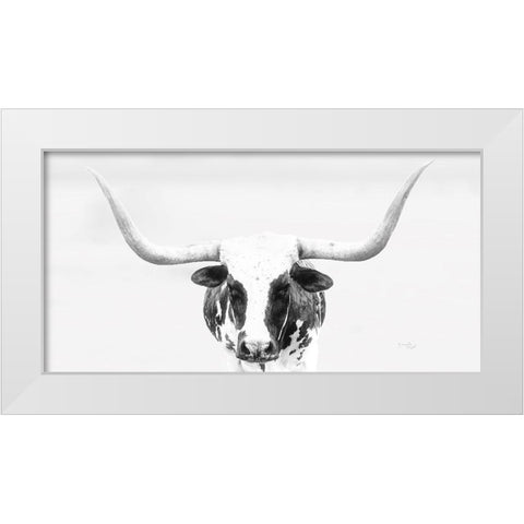 Longhorn White Modern Wood Framed Art Print by Pugh, Jennifer