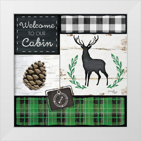 Welcome to Our Cabin White Modern Wood Framed Art Print by Pugh, Jennifer