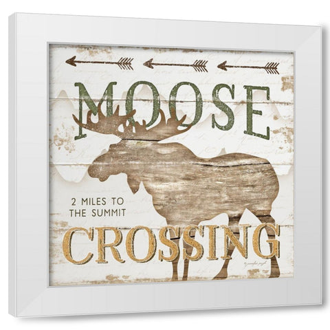 Moose Crossing White Modern Wood Framed Art Print by Pugh, Jennifer