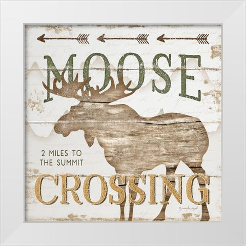 Moose Crossing White Modern Wood Framed Art Print by Pugh, Jennifer