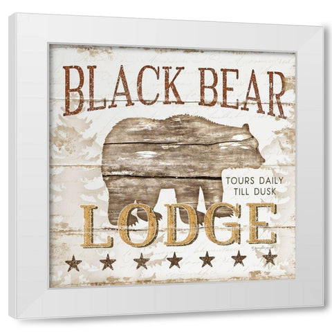 Black Bear Lodge White Modern Wood Framed Art Print by Pugh, Jennifer