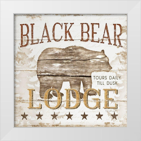 Black Bear Lodge White Modern Wood Framed Art Print by Pugh, Jennifer