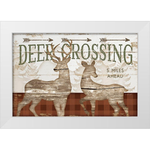 Deer Crossing White Modern Wood Framed Art Print by Pugh, Jennifer