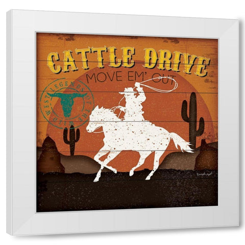 Cattle Drive White Modern Wood Framed Art Print by Pugh, Jennifer