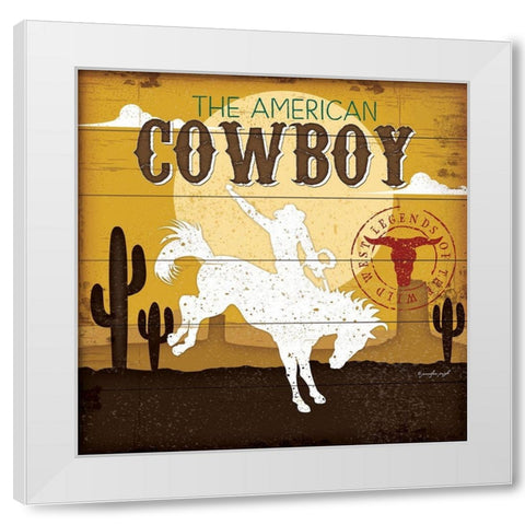 The American Cowboy White Modern Wood Framed Art Print by Pugh, Jennifer