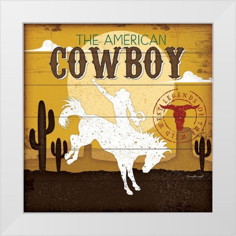 The American Cowboy White Modern Wood Framed Art Print by Pugh, Jennifer