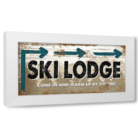 Ski Lodge White Modern Wood Framed Art Print by Pugh, Jennifer