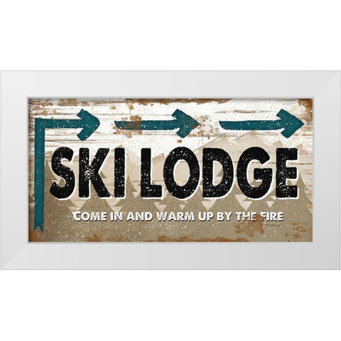 Ski Lodge White Modern Wood Framed Art Print by Pugh, Jennifer
