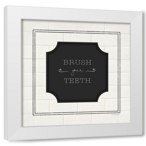 Brush Your Teeth White Modern Wood Framed Art Print by Pugh, Jennifer