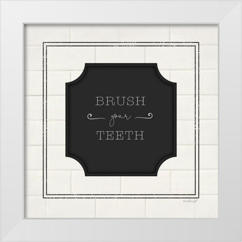 Brush Your Teeth White Modern Wood Framed Art Print by Pugh, Jennifer