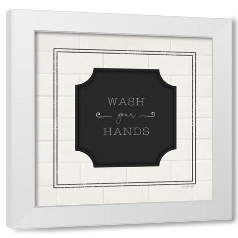 Wash Your Hands White Modern Wood Framed Art Print by Pugh, Jennifer