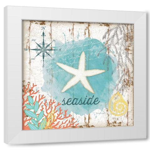 Seaside White Modern Wood Framed Art Print by Pugh, Jennifer