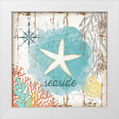 Seaside White Modern Wood Framed Art Print by Pugh, Jennifer