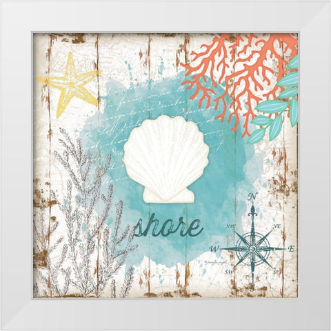 Shore White Modern Wood Framed Art Print by Pugh, Jennifer