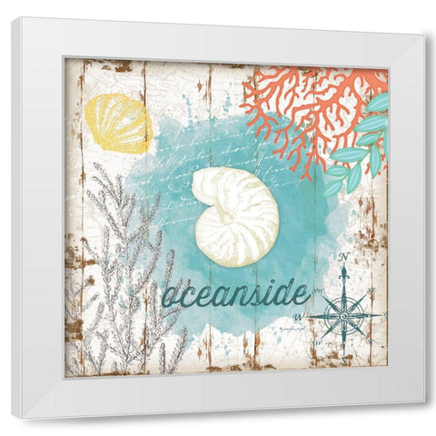 Oceanside White Modern Wood Framed Art Print by Pugh, Jennifer