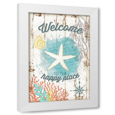 Coastal Welcome White Modern Wood Framed Art Print by Pugh, Jennifer