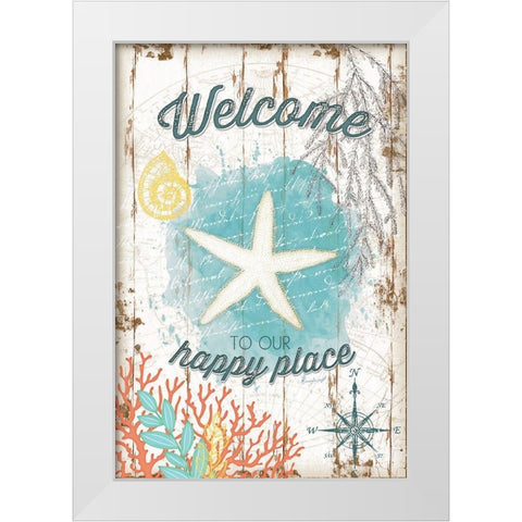 Coastal Welcome White Modern Wood Framed Art Print by Pugh, Jennifer