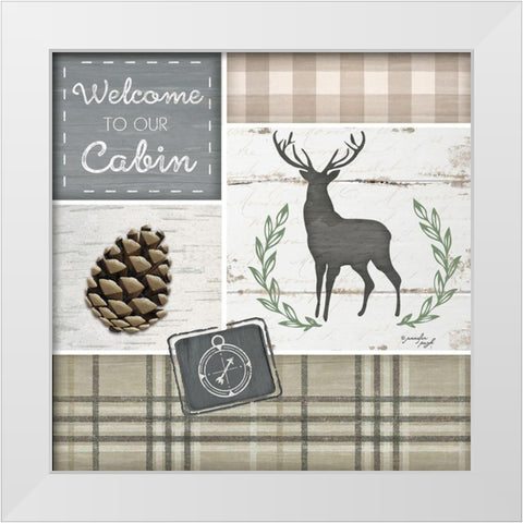 Welcome to Our Cabin White Modern Wood Framed Art Print by Pugh, Jennifer