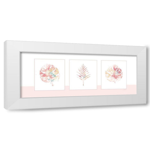 Pink Floral Panel White Modern Wood Framed Art Print by Pugh, Jennifer