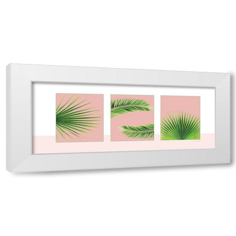 Pink Palm Panel White Modern Wood Framed Art Print by Pugh, Jennifer