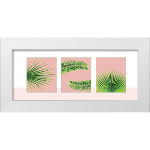 Pink Palm Panel White Modern Wood Framed Art Print by Pugh, Jennifer