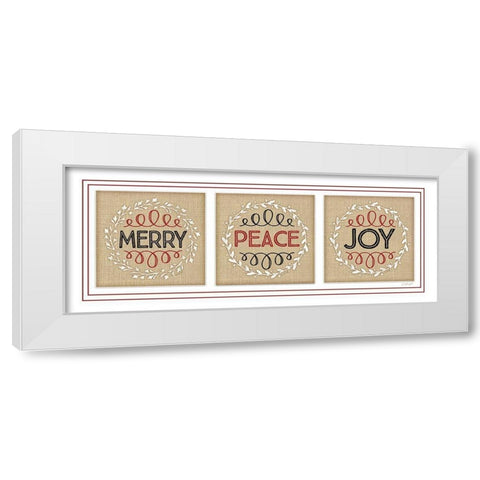 Merry Peace Joy White Modern Wood Framed Art Print by Pugh, Jennifer