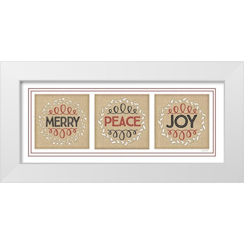 Merry Peace Joy White Modern Wood Framed Art Print by Pugh, Jennifer