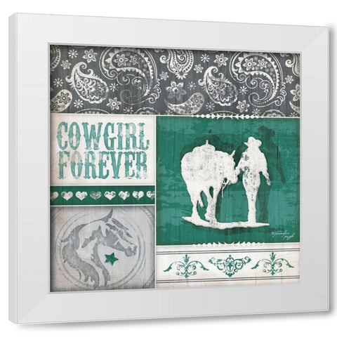 Cowgirl Forever White Modern Wood Framed Art Print by Pugh, Jennifer