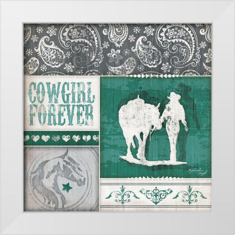 Cowgirl Forever White Modern Wood Framed Art Print by Pugh, Jennifer